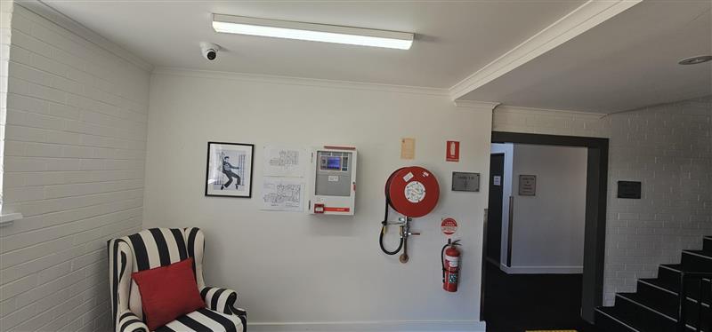 Indoor CCTV camera installed in motel lobby