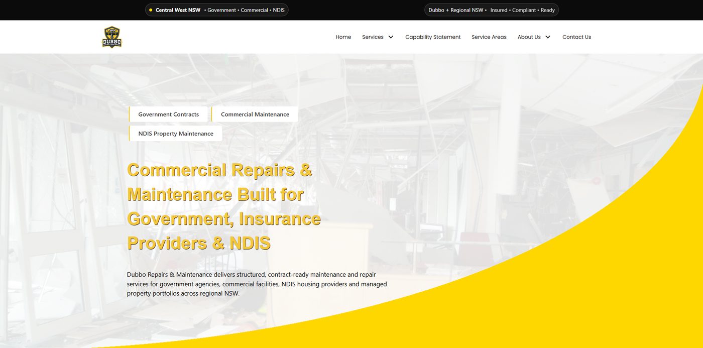 Dubbo Repairs and Maintenance commercial website designed by Dubbo IT and Security