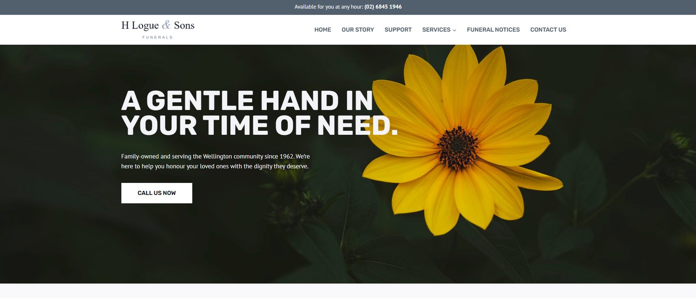 H Logue and Sons Funerals Wellington website designed by Dubbo IT and Security