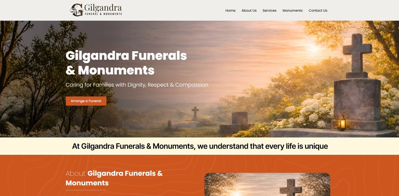 Gilgandra Funerals website built by Dubbo IT and Security